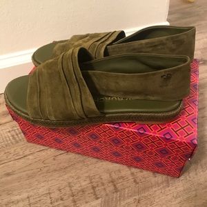 Tory Burch Suede Slingback Espadrille Sandals